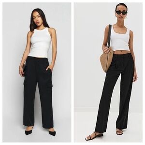 Reformation Jackson Cargo‎ Pant Black Sz 4 Flare Wide Leg 90’s Side Pockets